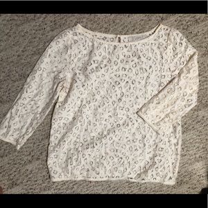 COPY - Loft patterned cream-colored 3/4 long slee…